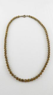   Jewelry 14 Brass Choker Necklace w/ 3mm Round Amber Rhinestones
