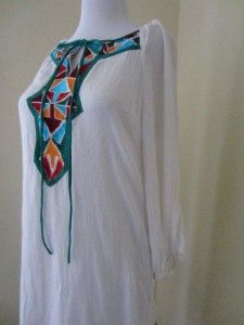 New Vintage Sabby Anand Anthropologie Dress Embroidered Mexican Boho 