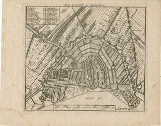 Amsterdam Holland City Plan C 1740 de Leth Wonderful Scarce Original 