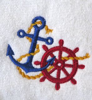 Anchor and Wheel Nautical Towel Colors May Be Changed