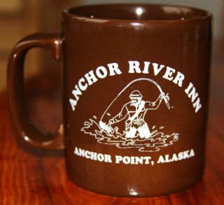   England Fishing Mug Anchor River Inn Anchor Point Alaska Brown