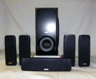 SURROUND SOUND SPEAKER SYSTEM WITH SUBWOOFER By RCA Set of 6, Next Day 