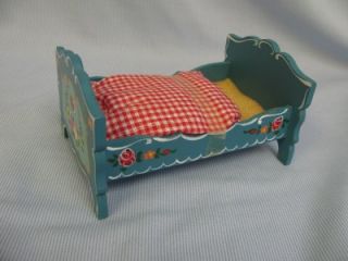 OLD PARENTS BED c1960 Hand Painted 1  1 Wooden KUHN   W.GERMANY