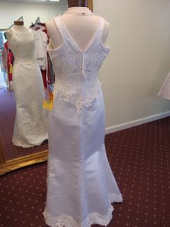 NEW Ivory Fixer wedding dress bridal gown, sz 12, Amy Lee Satin