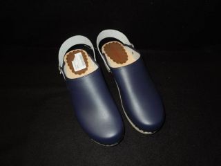 NWOB NEW Hanna Andersson Womens Navy Blue Swedish Clogs Shoes Mules 42 