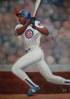 Original Oil Painting Andre Dawson Chicago Cubs Framed