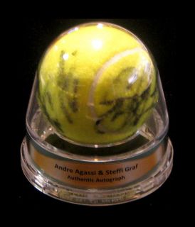 ACE AUTHENTIC ANDRE AGASSI STEFFI GRAF AUTOGRAPHED TENNIS BALL 