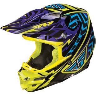 New Fly Racing Andrew Short F2 Carbon Motocross ATV Helmet Purple Blue 