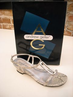 Andrew Geller Silver Snake Silver O Ring Sandal 7 5 New