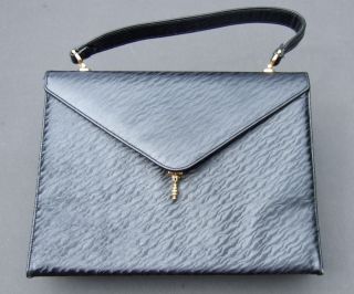 Vintage Andrew Geller Small Sleek Handbag Silvery Charcoal with Coin 