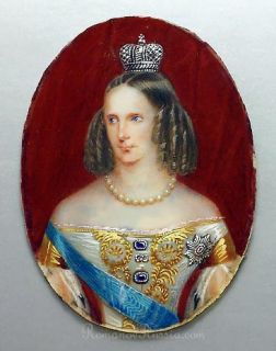 19th Century Portrait Miniature of Russian Empress Alexandra 