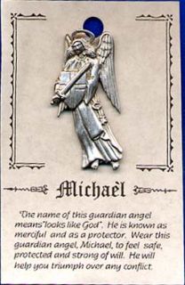Michael Guardian Angel Silver Tone Pewter Pin w Card
