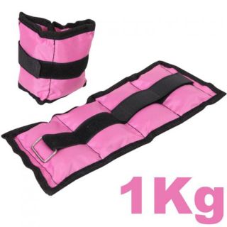 Pink 1kg Ankle Wrist Weights Leg Weighted Training Exercise Velcro 