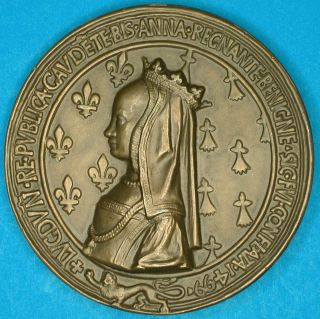 Anne of Brittany King Louis XII Large Bronze French Commemorative 