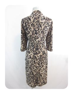 New Jones New York Taupe Brown Multi Leopard Empire Jersey Dress 16W $ 