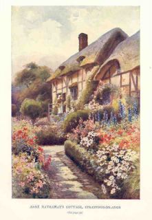 Warcs Anne Hathaways Cottage Old Print Haslehust C1920