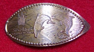 Six Flags Marine World Retired Dancing Dolphins Copper Elongated Penny 