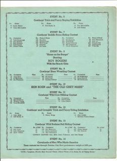 1943 Madison Square Garden Rodeo Program Oct 23 1943 Day Sheet