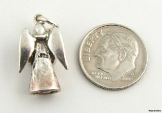 Guardian Angel Charm   Sterling Silver 3D Religious Fashion Pendant 