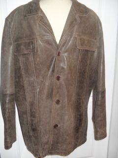 MENS ANGELO LITRICO SNAPSHOT DISTRESSED BROWN LEATHER JACKET COAT 