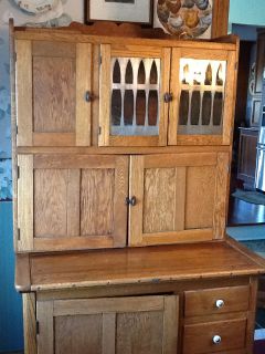 Hoosier Antique Cabinet Natural Oak Originally Made in Indiana