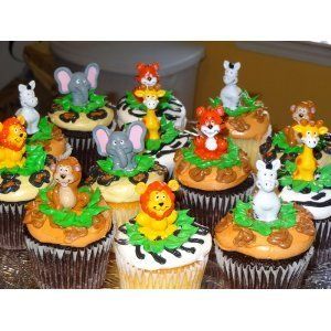   Kids Birthday Cake Cupcake Toppers Animal Party Favors