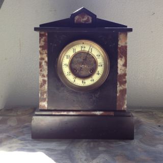Antique Engraved French Marble Mantle Clock