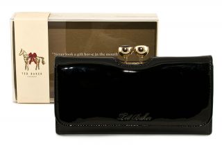 TED BAKER Flat Top Bobble Matinee Anitah wallet purse black jet patent 