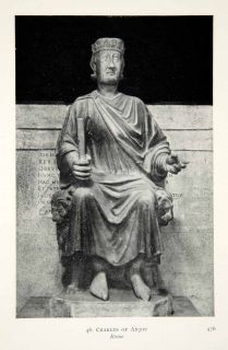 1915 Print Charles Anjou Rome Italy Statue Monument King Royalty 