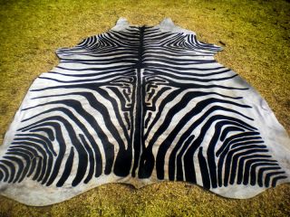 Zebra Print Printed Cowhide Skin Rug Cow Hide DC3538