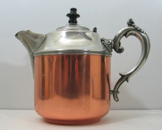 Antique Vtg Manning Bowman Copper Pewter Brass Teapot w Hinged Spout 