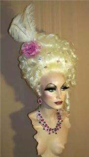   Up do White Blonde Beaded Crystals Marie Antoinette Style Curls