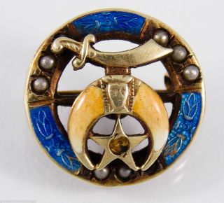 Vintage Masonic Shriners Mason 10K Gold Enamel Lapel Pin