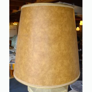 large octagonal 1960 s ceramic lamp beige with decorative brown insets 