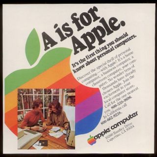 1979 A Is for Apple II Computer Photo Color Logo Vintage Print Ad 