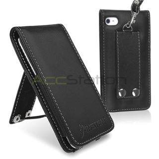   Black Leather Flip Case Cover Pouch for iPod Touch 4 4G 4th Gen