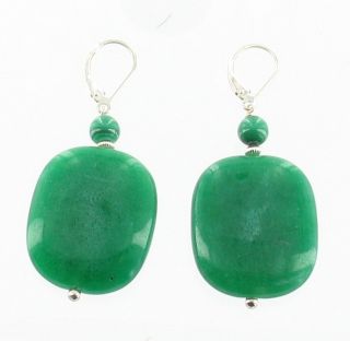   antique vintage sterling jadeite malachite big square drop earrings