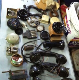Large Lot Of Antique Telephone Parts Kellogg  And Others