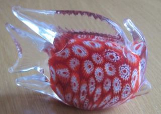 Millifiori Glass Fish Red Paperweight 5 inches Heavyweight and 