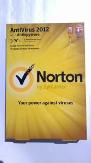   New Norton Antivirus 2012 with Antispyware for 3PCs 1 Year Protection