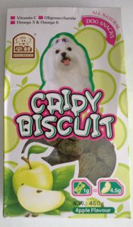    Brand Crispy Biscuit Dog Snack Treat Apple Flavor Large Box 450g