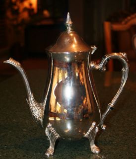 Elegant Vintage Sheridan Tanton Silverplate Footed Tea Coffee Pot 