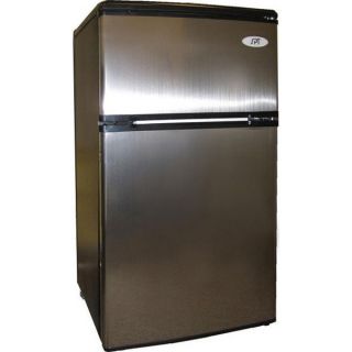 Stainless Steel Compact Refrigerator Top Freezer Mini Dorm Fridge w 