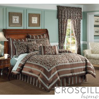 Croscill Yorkville Brown Aqua Blue King Comforter Set