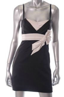   MAXAZRIA $248 Black Cream Bow Dress w Removable Straps 6P New