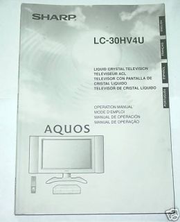 Sharp Aquos Liquid Crystal TV Owners Manual LC 30HV4U LCD