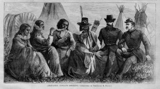 Arapahoe Indians Smoking Pipe Friendly Salutation Teepee Arrows Indian 