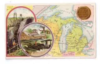 Arbuckle Coffee Trade Card 1889 Michigan State Map 63