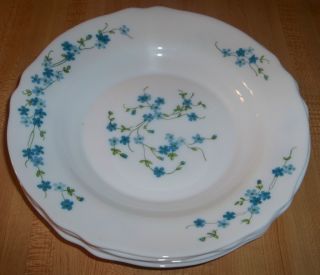 Arc Arcopal France Veronica Blue Flower Rimmed Bowls