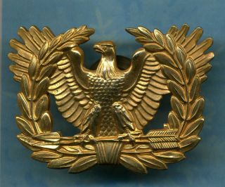Large WWII Gold Army Warrant Officer Cap Emblem Insignia Badge Pin 